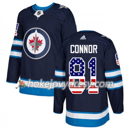 Pánské Hokejový Dres Winnipeg Jets Kyle Connor 81 2017-2018 USA Flag Fashion Modrá Adidas Authentic